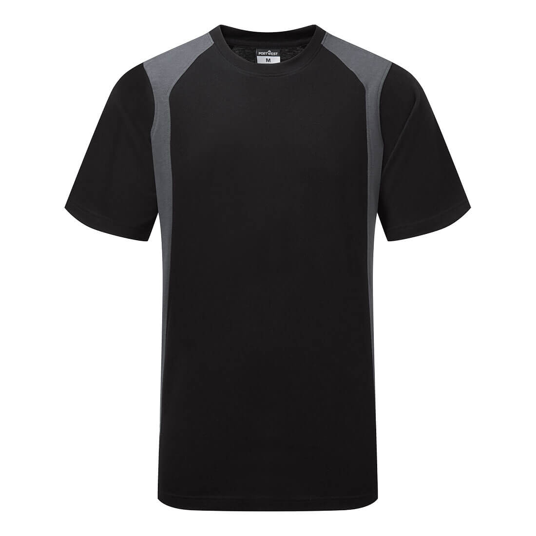 Portwest WX2 Lightweight Cotton T-Shirt S/S in Black/Grey, image 3