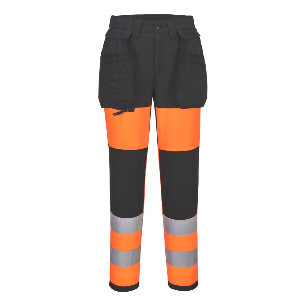 Portwest WX2 Eco Hi-Vis Women's Class 1 Stretch Trouser in Orange/Black, main product image
