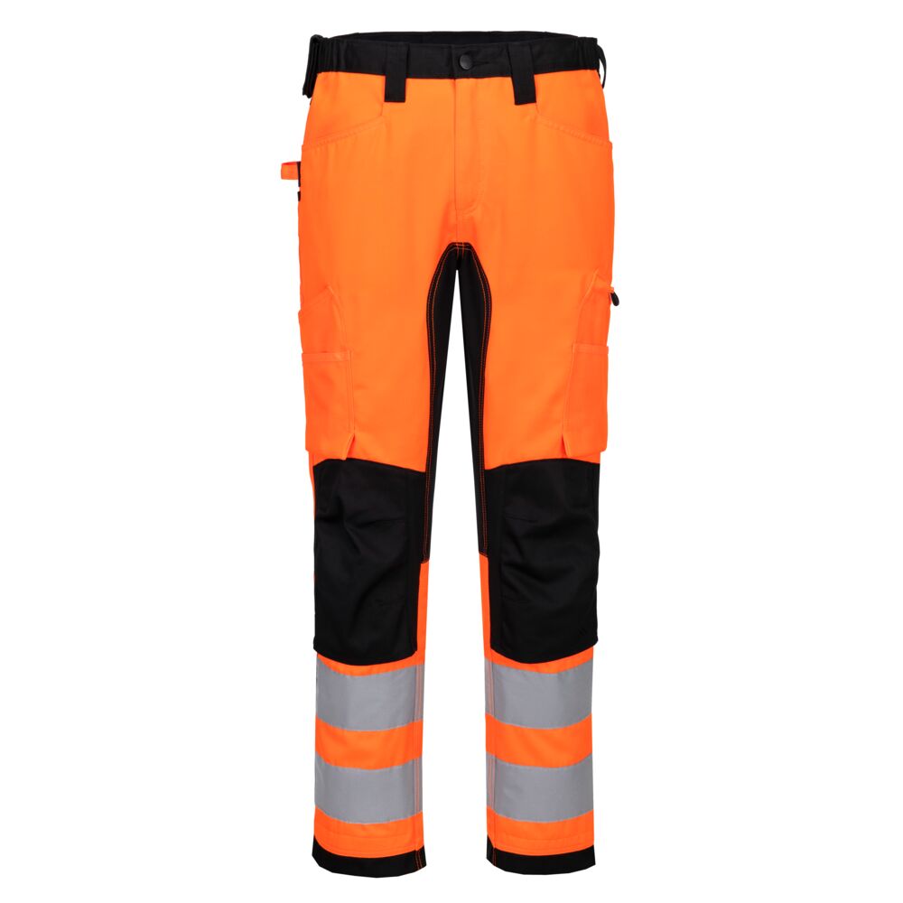 Portwest WX2 ECO Hi-Vis Stretch Trade Trouser in Orange/Black, main product image