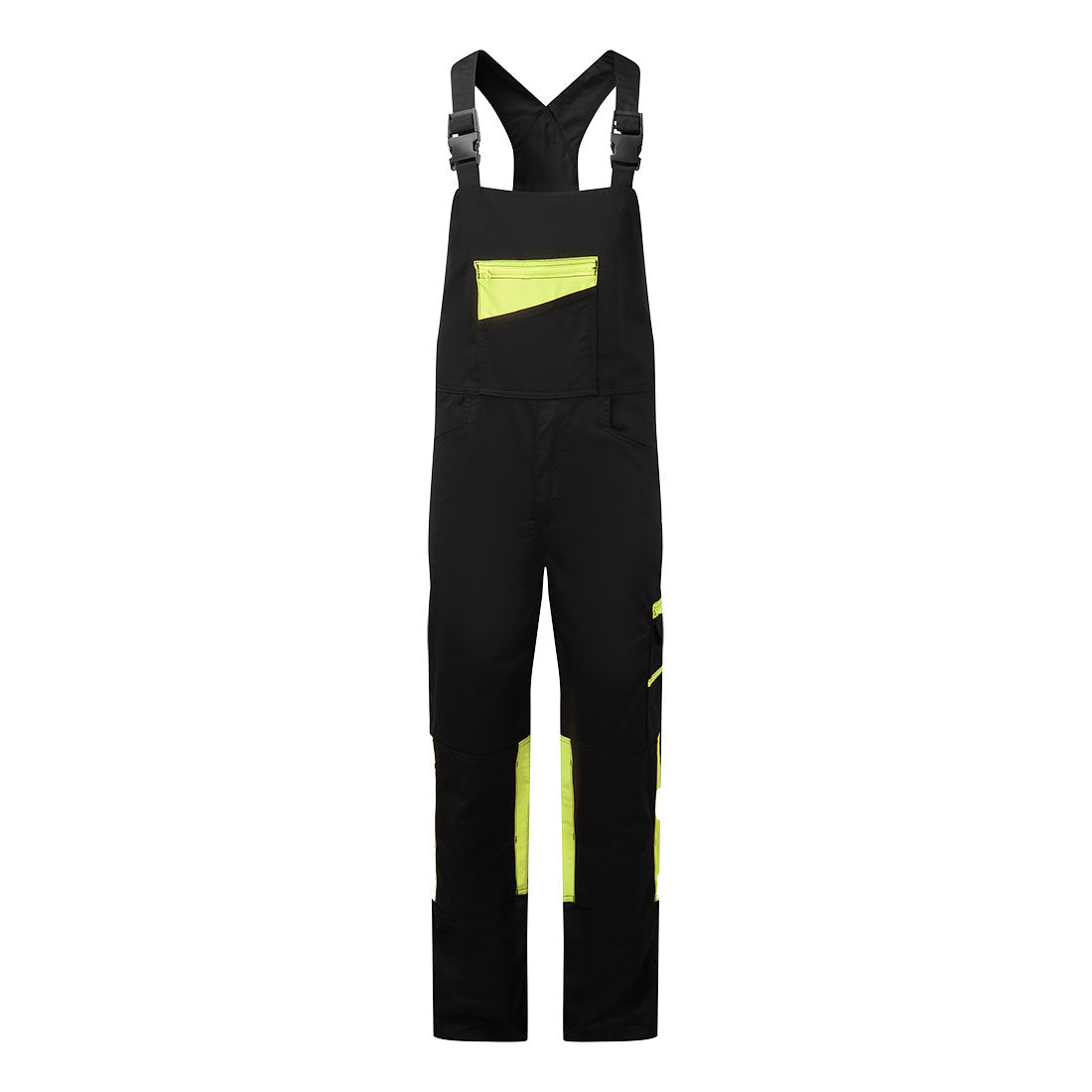 Portwest WX2 Eco Stretch Bib and Brace in Black/Yellow, image 2