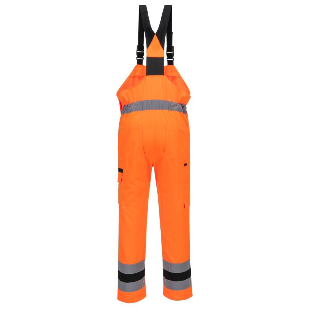 Portwest CD852 WX2 Eco Hi-Vis Bib & Brace in Orange/Black, back view