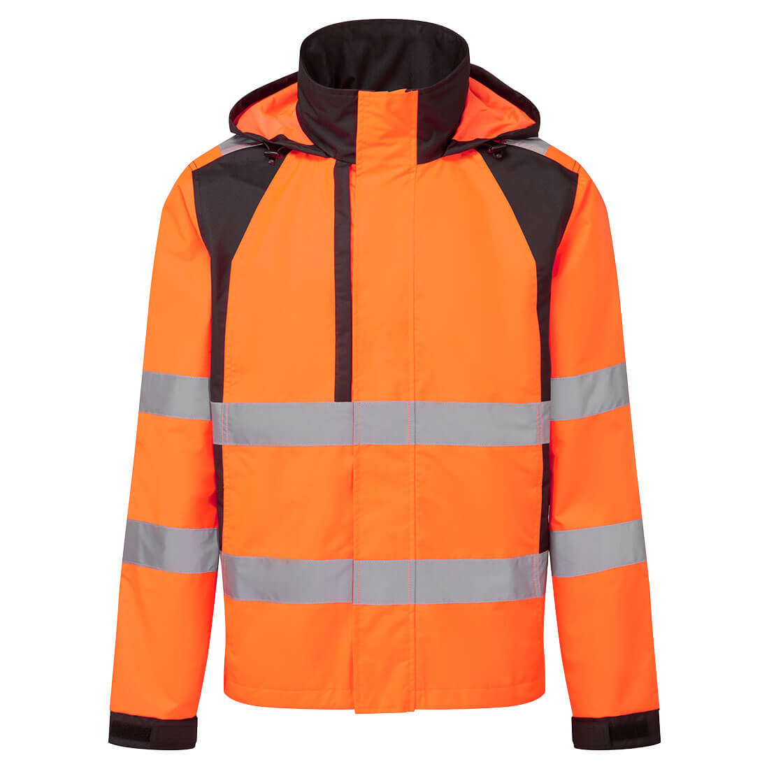 Portwest WX2 Eco Hi-Vis Rain Jacket in Orange/Black, main product image