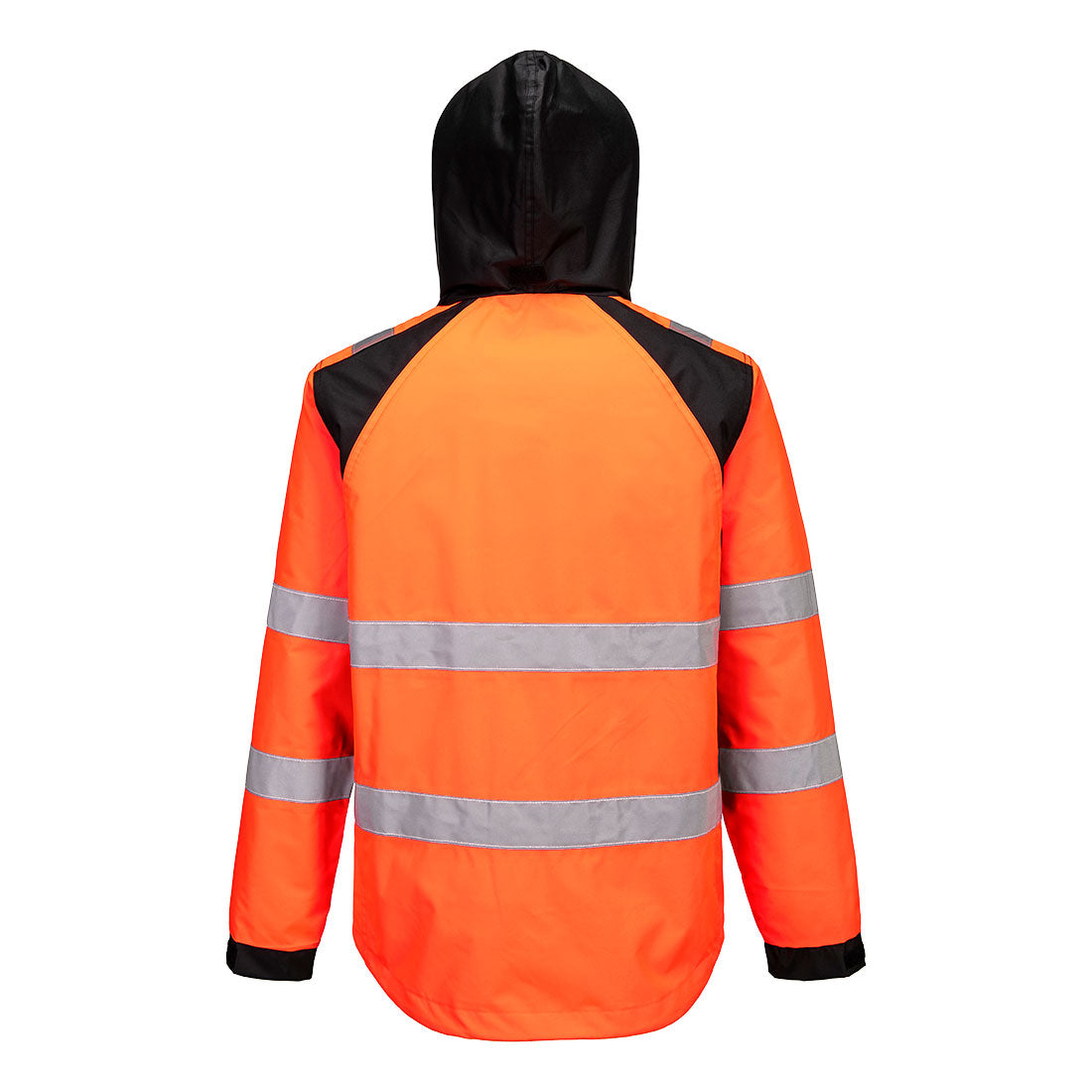 Portwest CD860 WX2 Eco Hi-Vis Rain Jacket in Orange/Black, back view