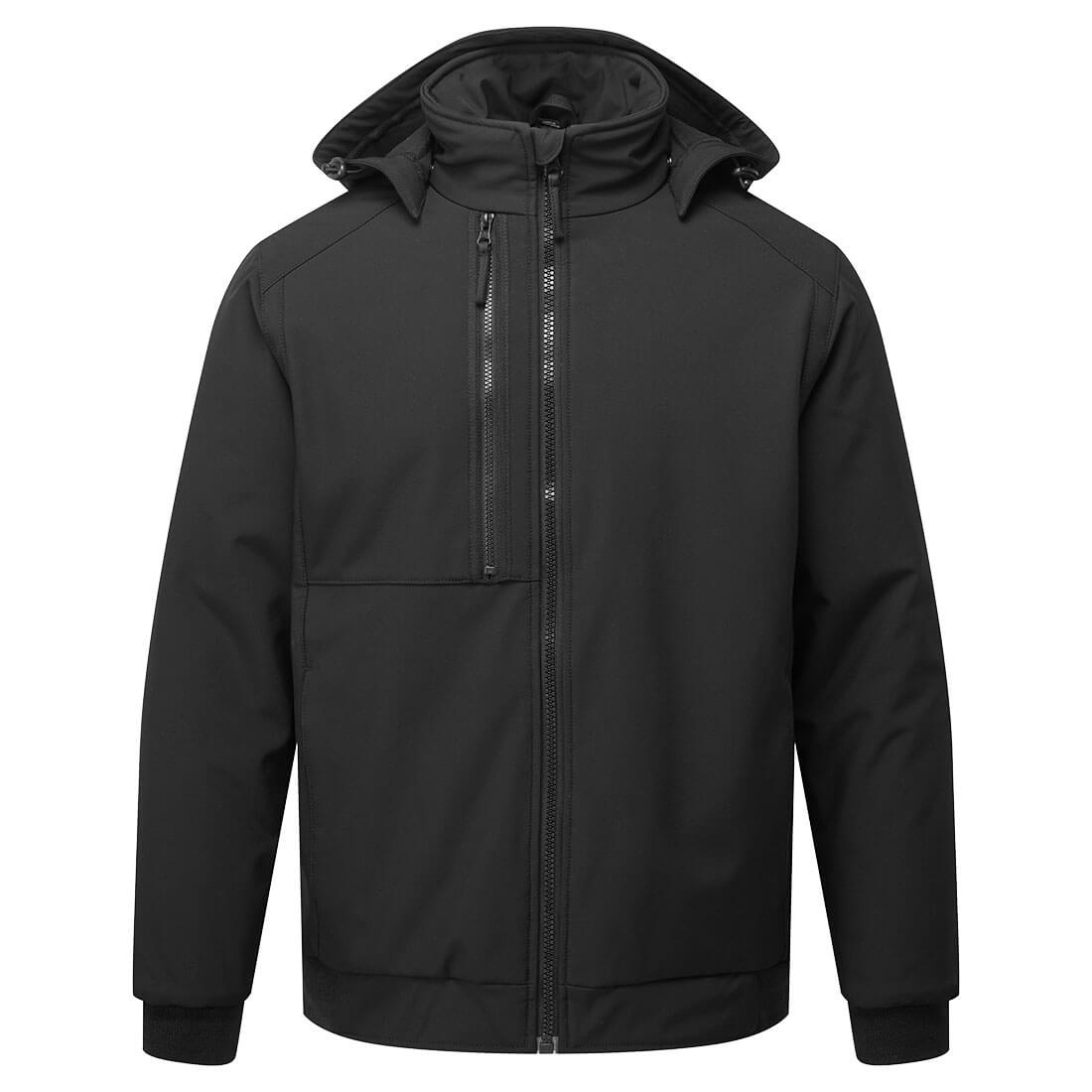 Portwest WX2 Eco Hooded Insulated Softshell in Black, main product image
