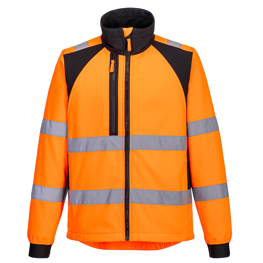 Portwest WX2 Eco Hi-Vis Softshell in Orange/Black, main product image