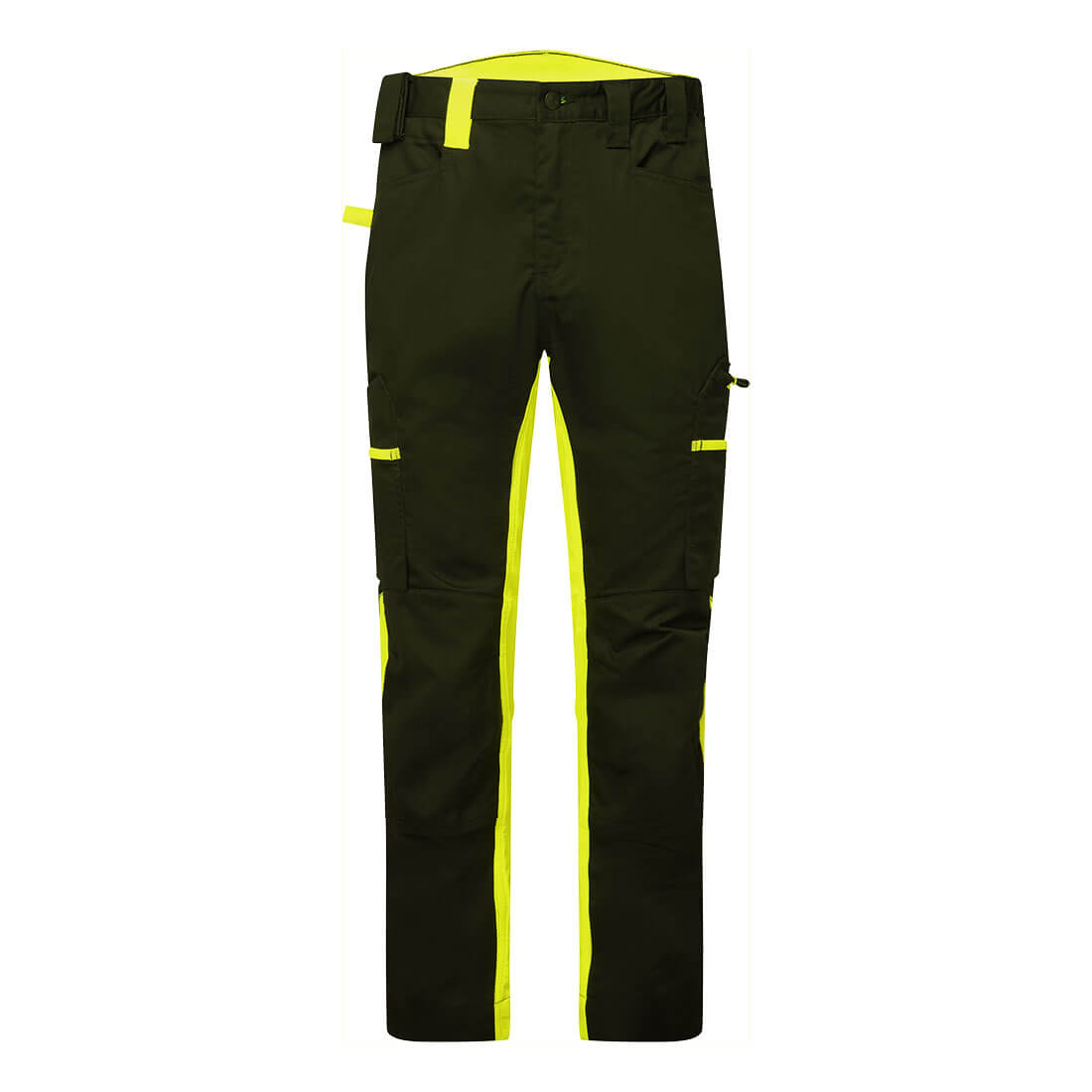 Portwest WX2 Eco Stretch Trade Trousers in Black/Yellow, image 2