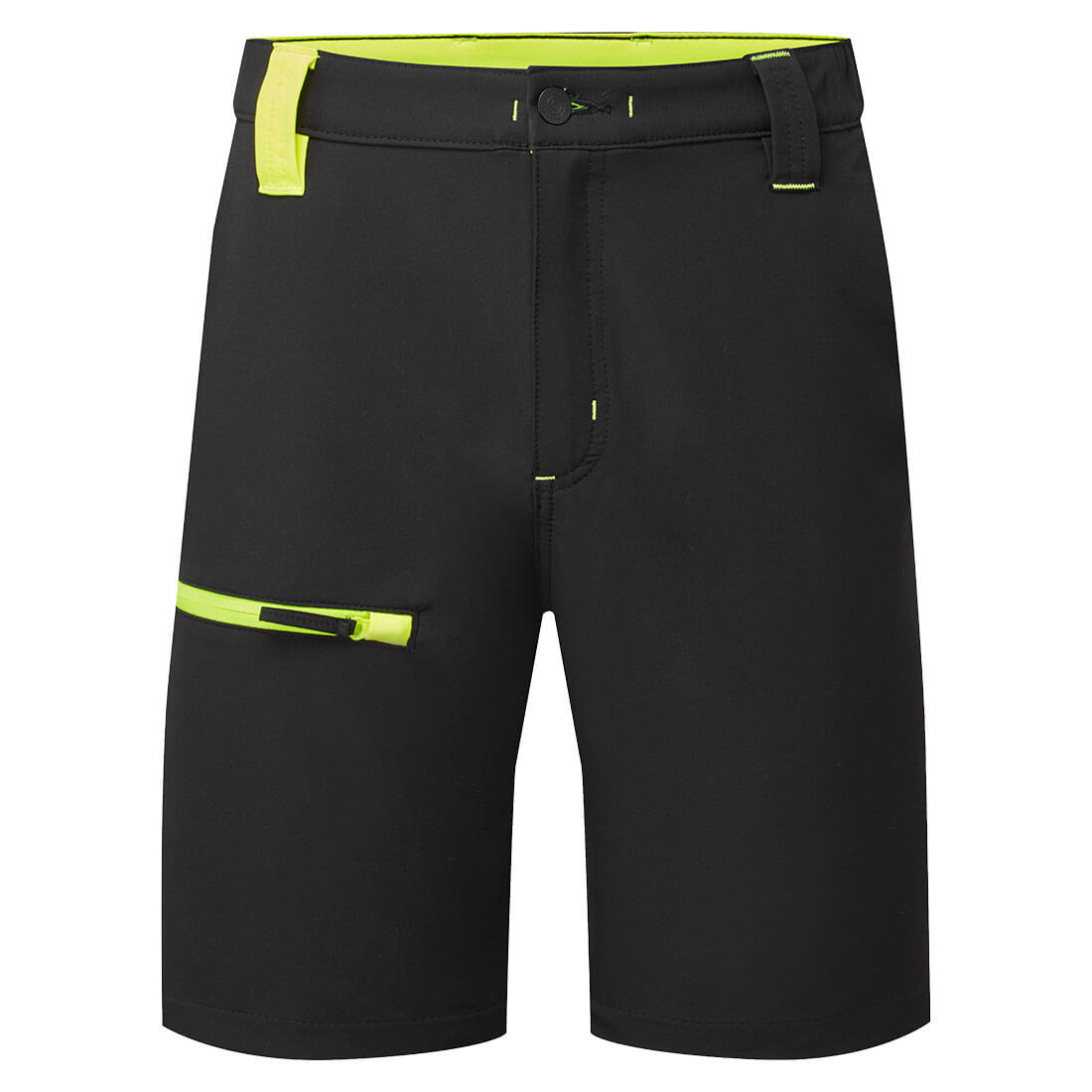 Portwest WX2 Eco Stretch Shorts in Black/Yellow, image 2