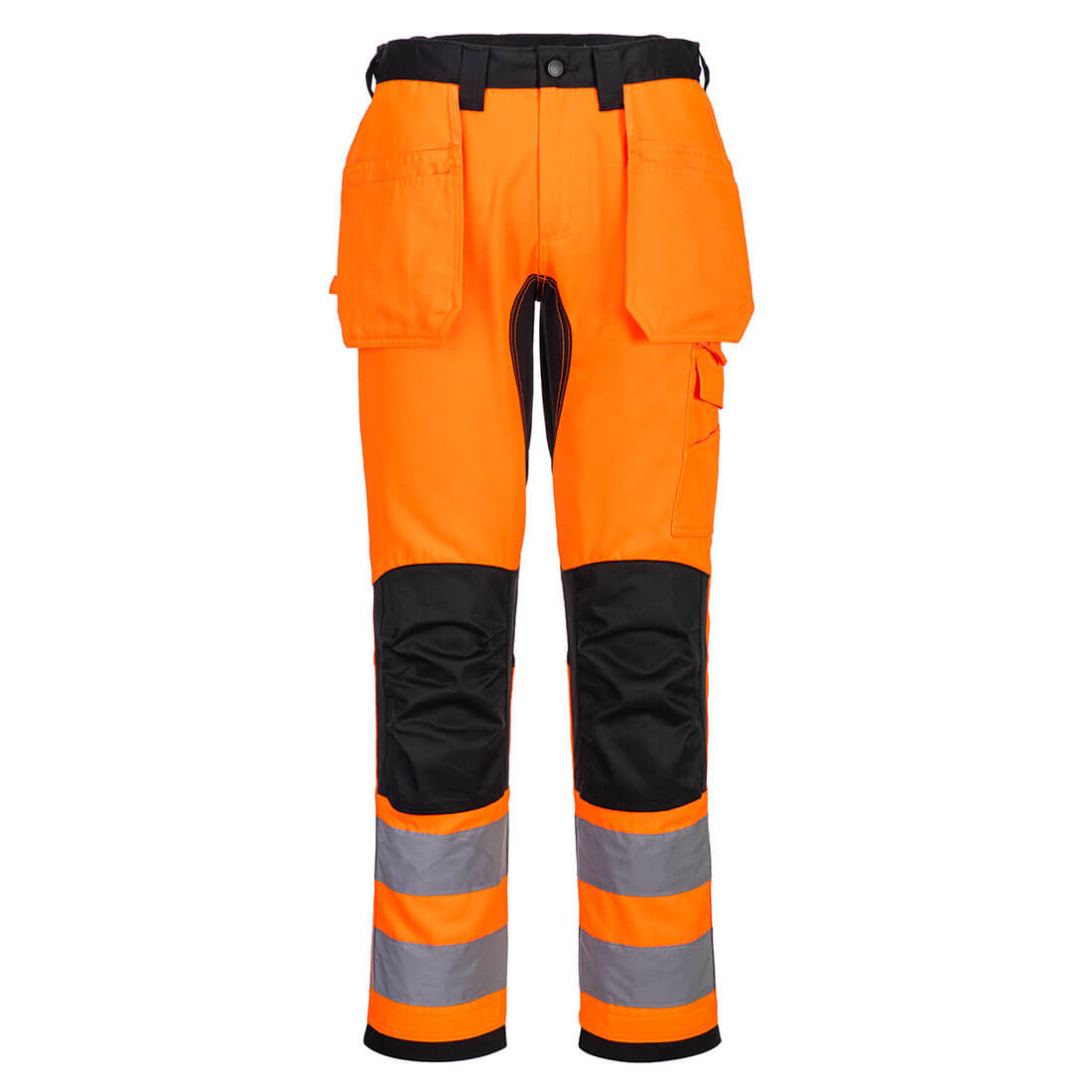 Portwest WX2 Eco Hi-Vis Holster Pocket Trousers in Orange/Black, main product image