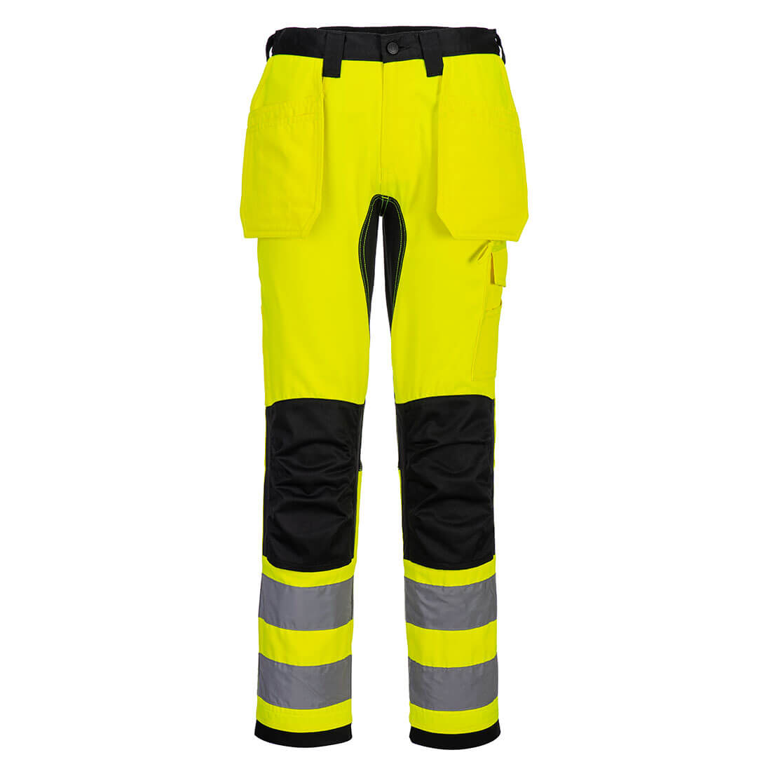Portwest WX2 Eco Hi-Vis Holster Pocket Trousers in Yellow/Black, image 2