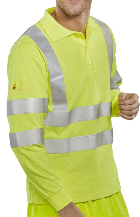 Click FIRE RETARDANT HI-VIS ANTI STATIC POLO LONG SLEEVED, main product image