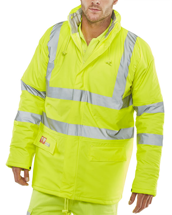 Click Beeswift Fire Retardant Hi-Vis Anti-Static Padded Jacket, main product image