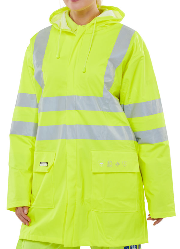 Click Beeswift Fire Retardant Hi-Vis Anti-Static Jacket, main product image