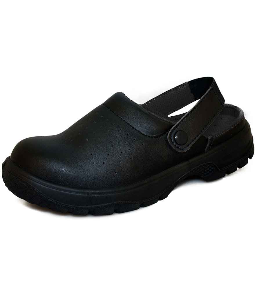 Comfort Grip Sandal with Heel Strap in Black, front view