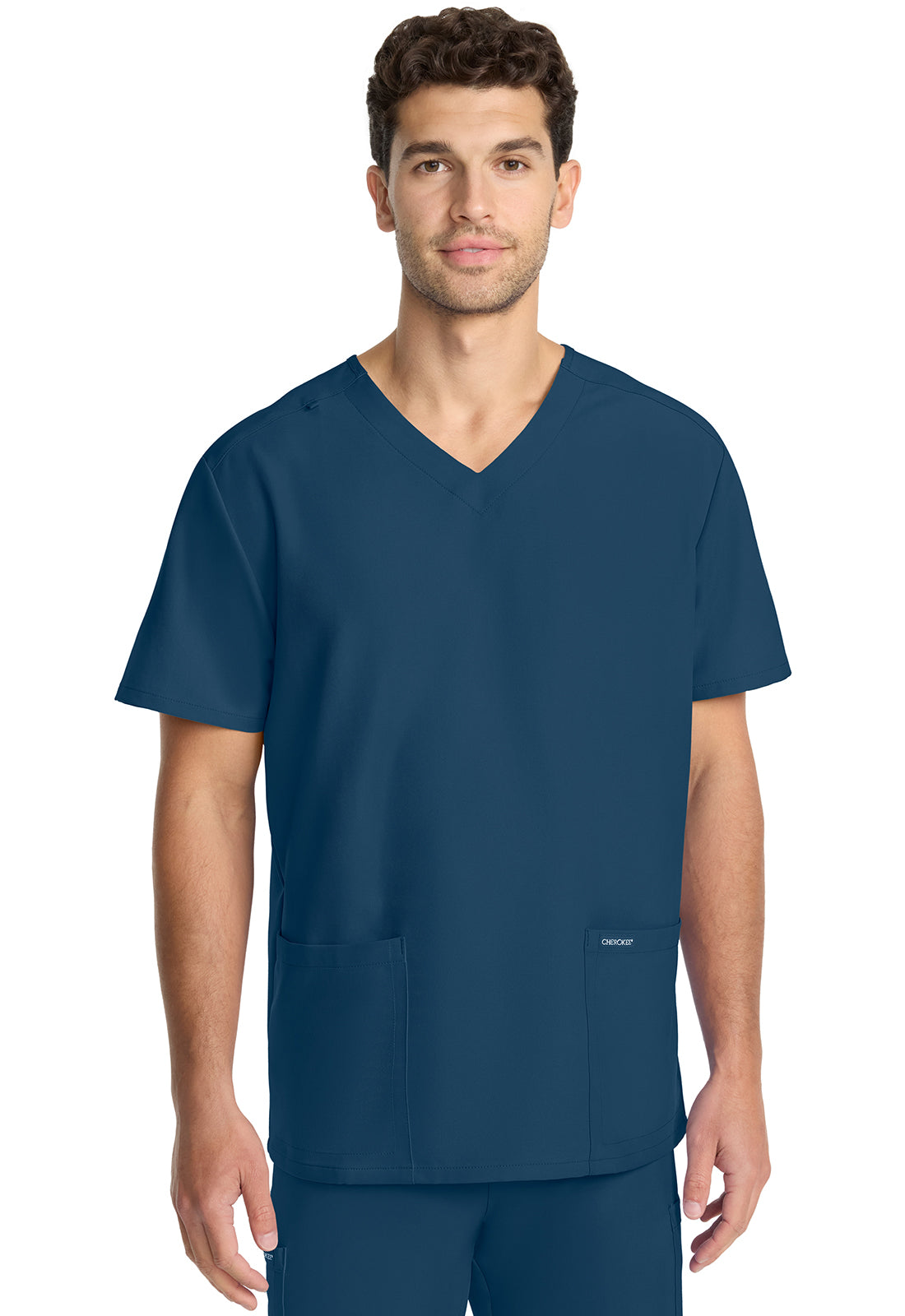 Cherokee CKE00014A Unisex V-neck Top - Caribbean Blue (front)