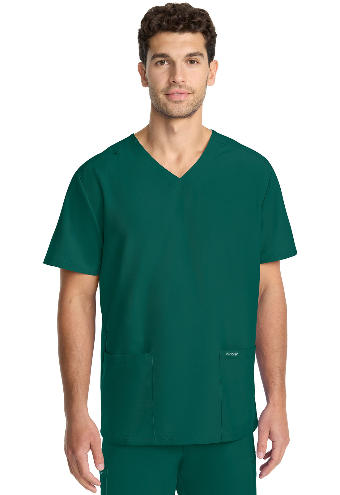 Cherokee CKE00014A Unisex V-neck Top - Hunter Green (front)