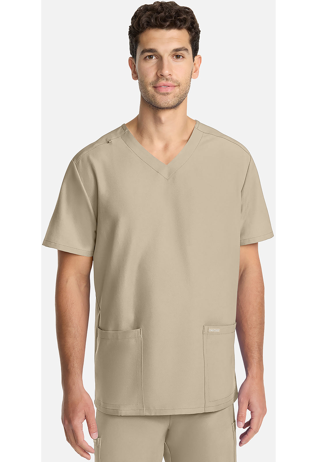 Cherokee CKE00014A Unisex V-neck Top - Khaki (front)