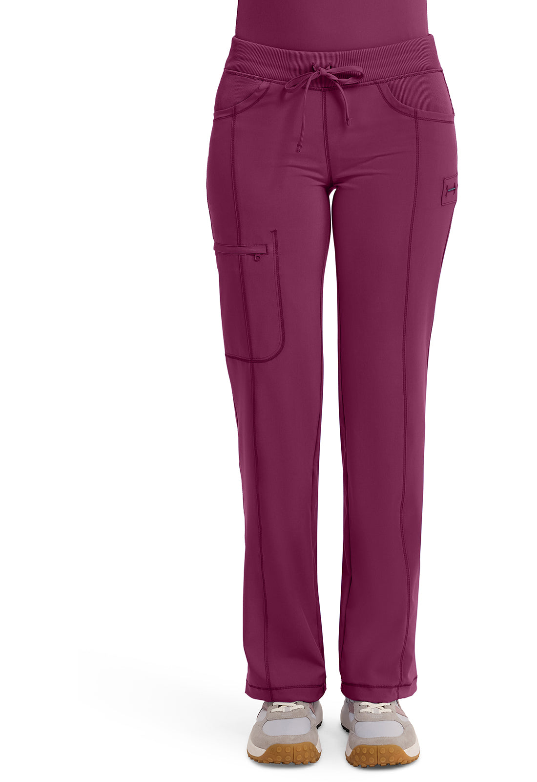 Cherokee CKE1123A Straight Leg Drawstring Pant - Wine (front)
