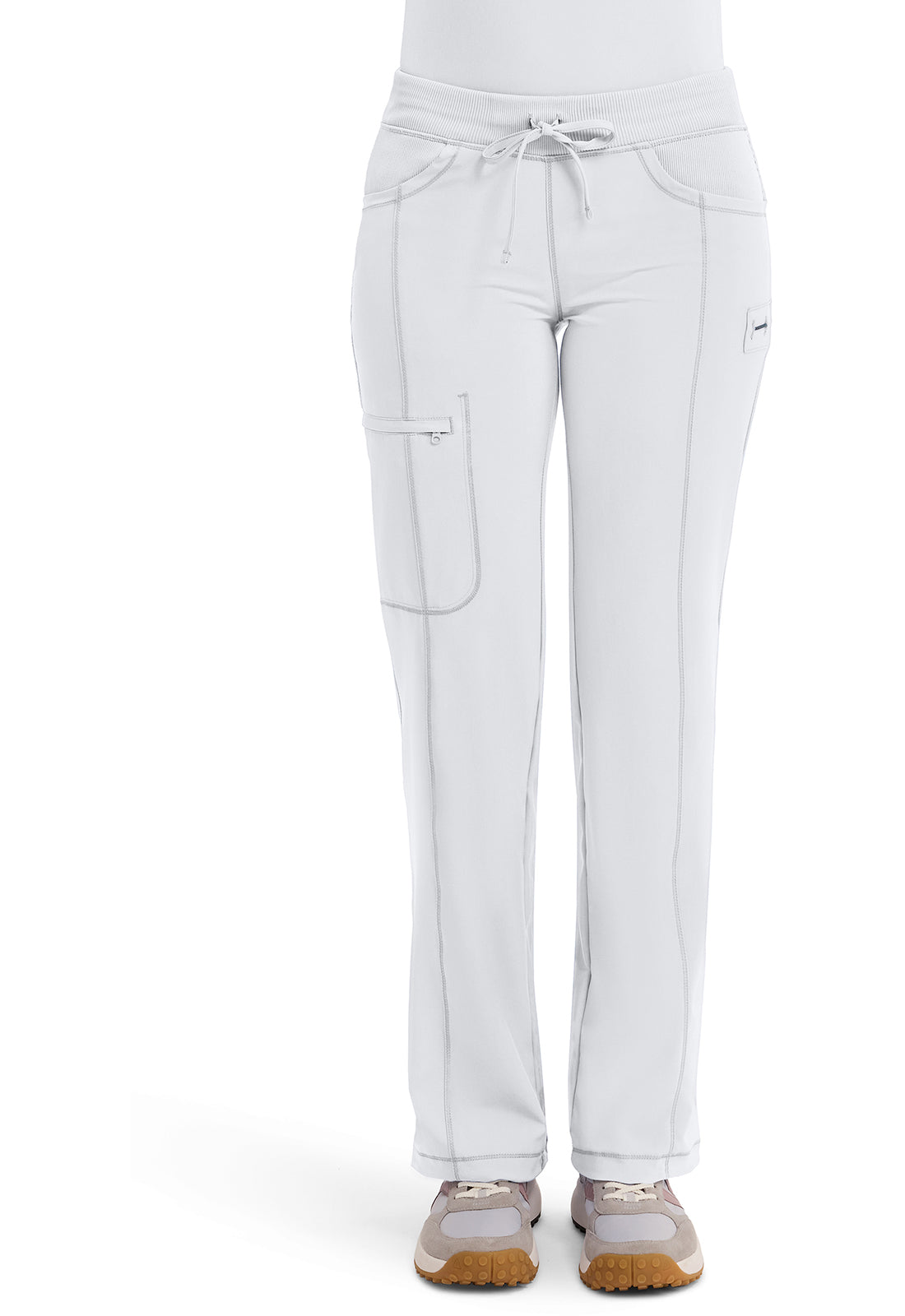 Cherokee CKE1123A Straight Leg Drawstring Pant - White (front)