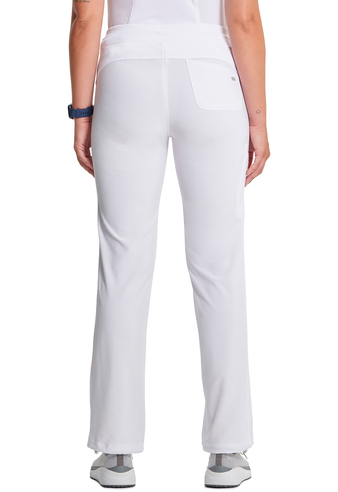 Cherokee CKE1123A Straight Leg Drawstring Pant - White (back)