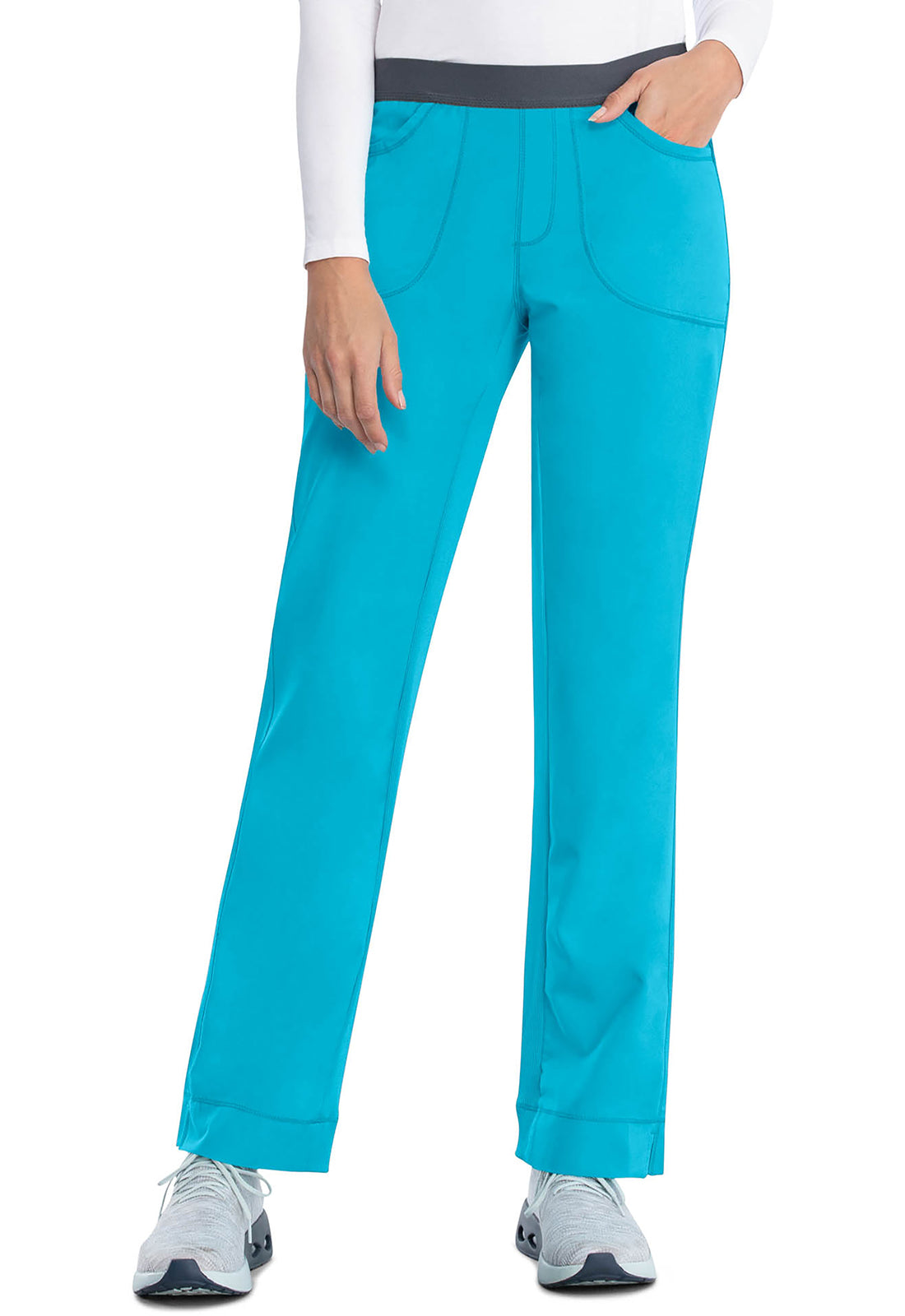 Cherokee CKE1124A Slim Pull-On Pant - Turquoise (front)