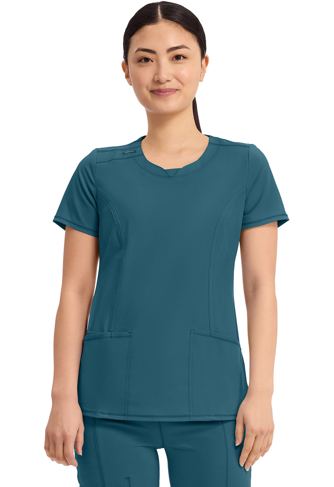 Cherokee CKE2624A Round Neck Top - Caribbean Blue (front)