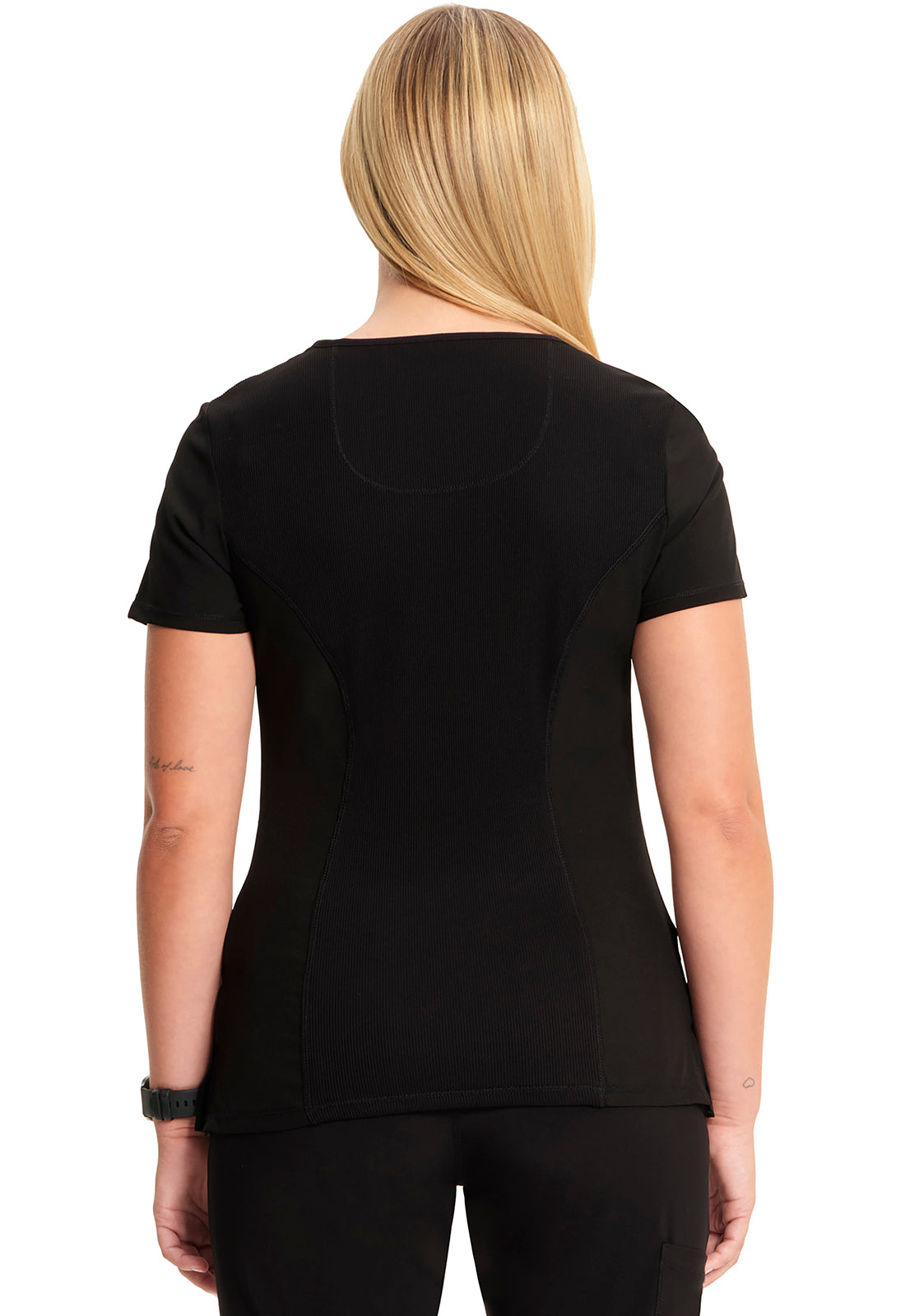 Cherokee CKE2625A Mock Wrap Top - Black (back)