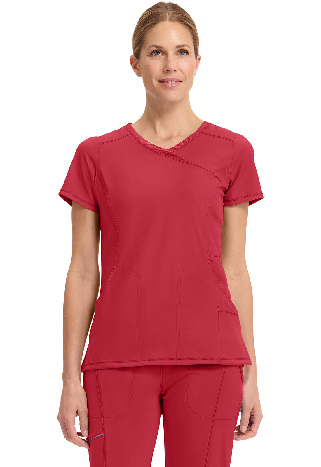 Cherokee CKE2625A Mock Wrap Top - Red (front)