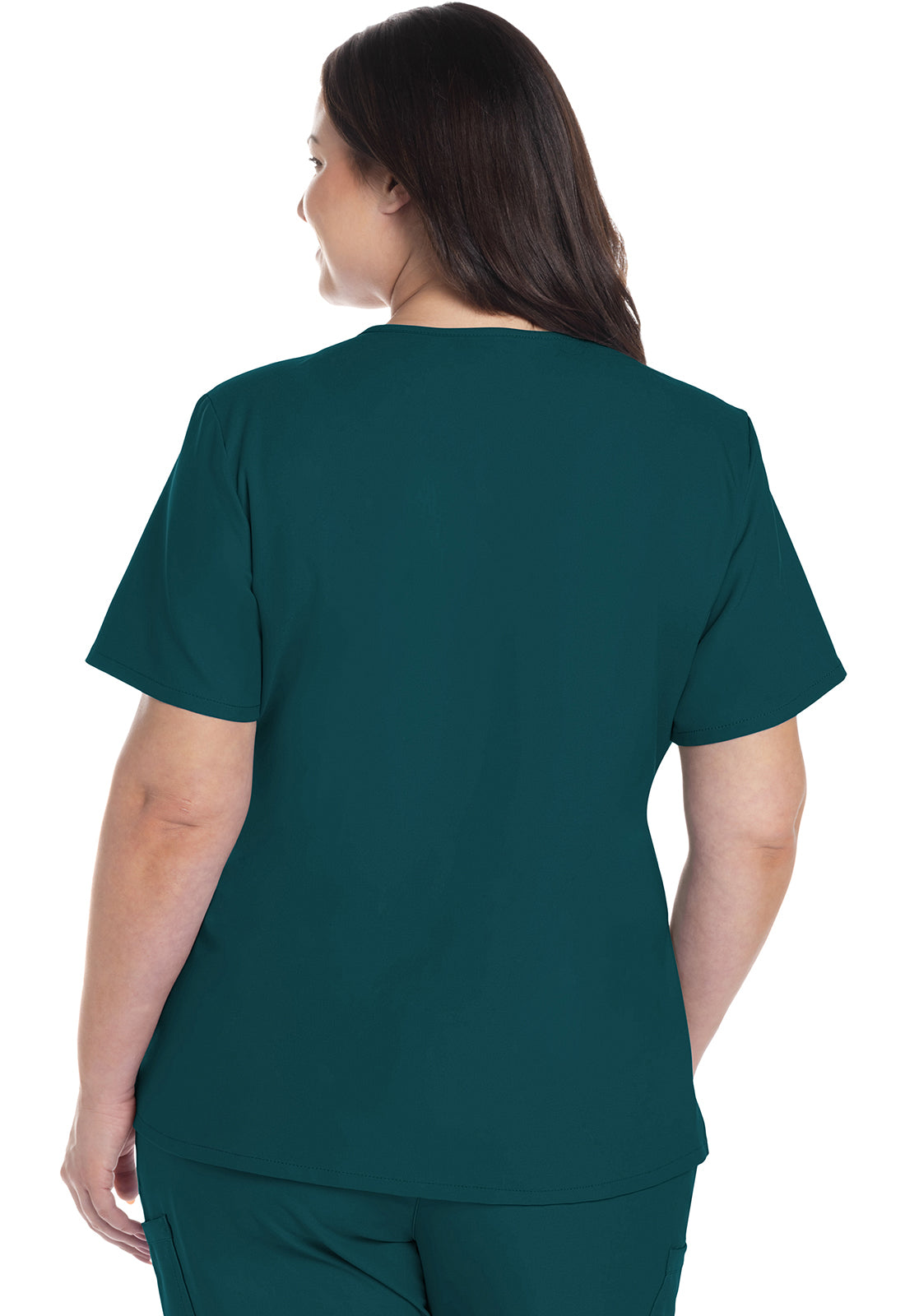 Cherokee CKE953A 2 pocket V-Neck Top - Caribbean Blue (back)