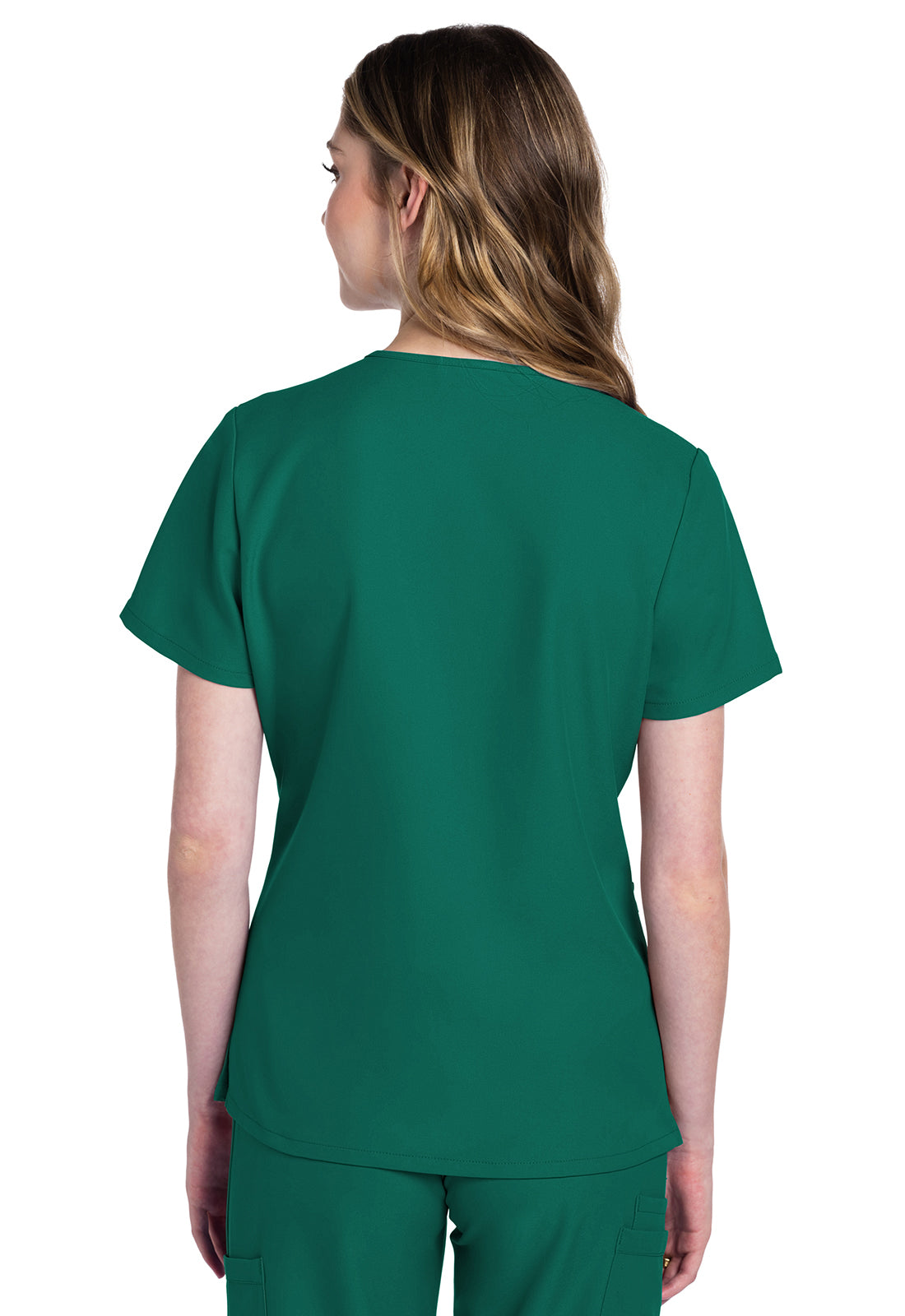Cherokee CKE953A 2 pocket V-Neck Top - Hunter Green (back)