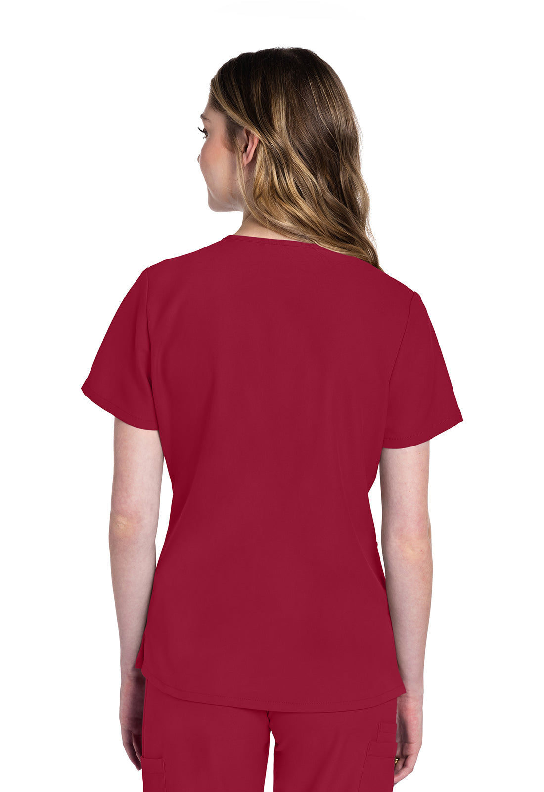 Cherokee CKE953A 2 pocket V-Neck Top - RED (back)