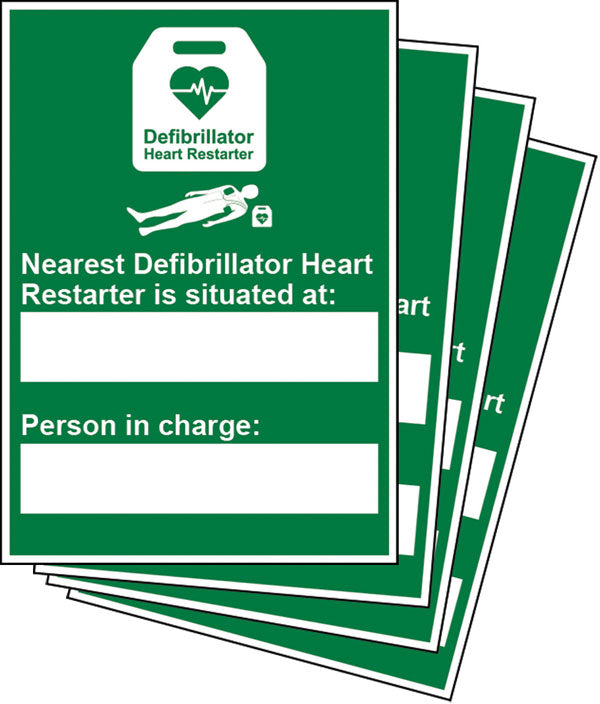 Click Medical Nearest Defibrillator Sign Rigid Plastic, main product image