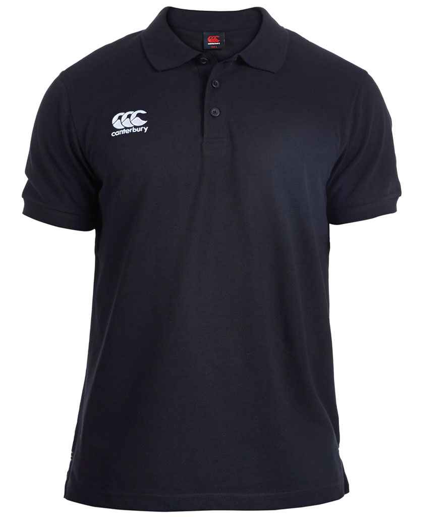 Canterbury Waimak Piqué Polo Shirt in Black, front view