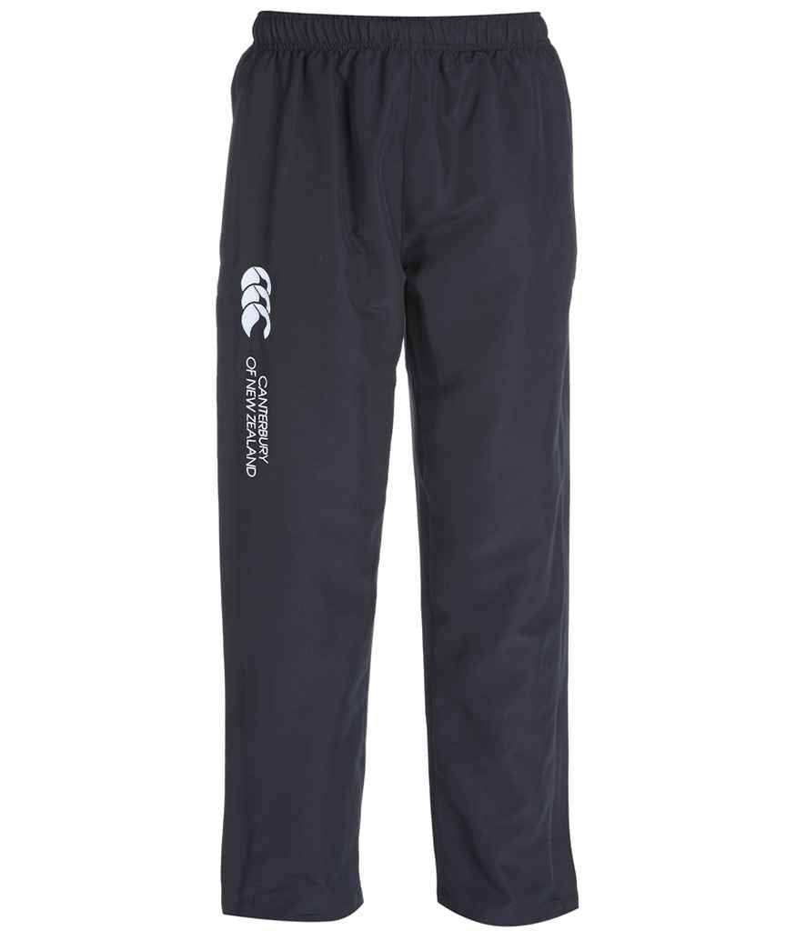 Canterbury Kids Open Hem Stadium Pants in Black, front view