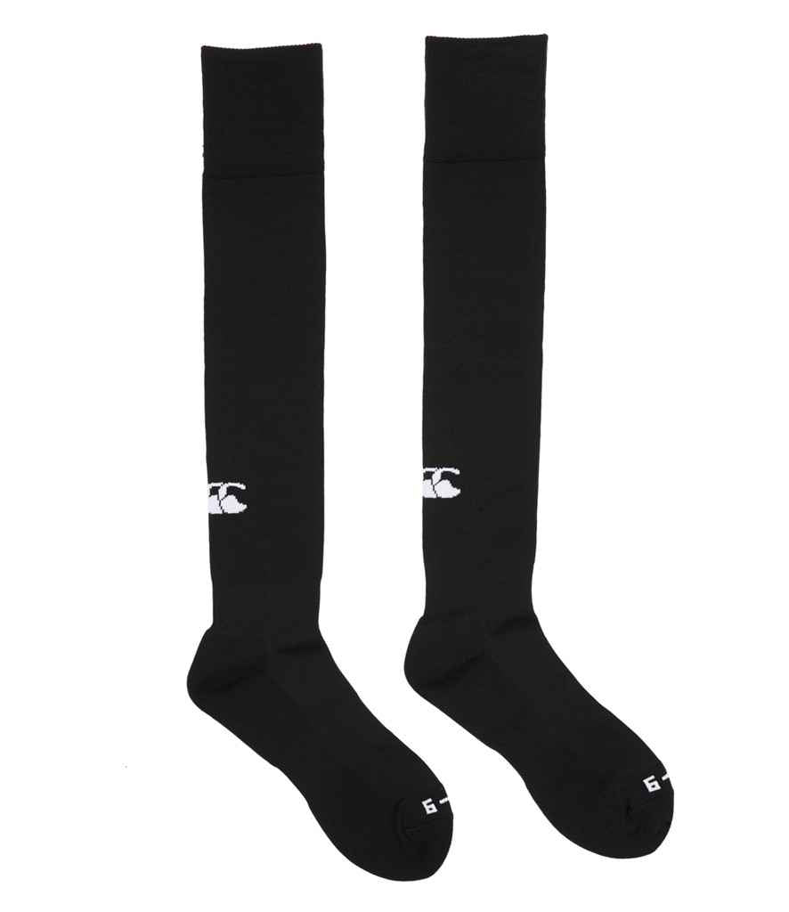 Canterbury Club Socks in Black, front view