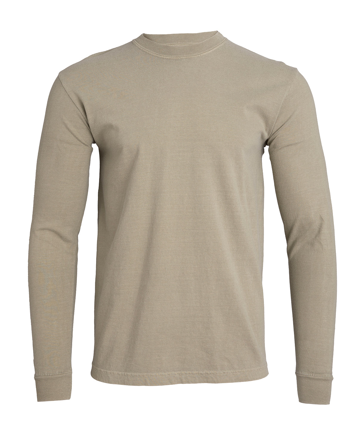 Comfort Colors Long sleeve t-shirt in Khaki, front view