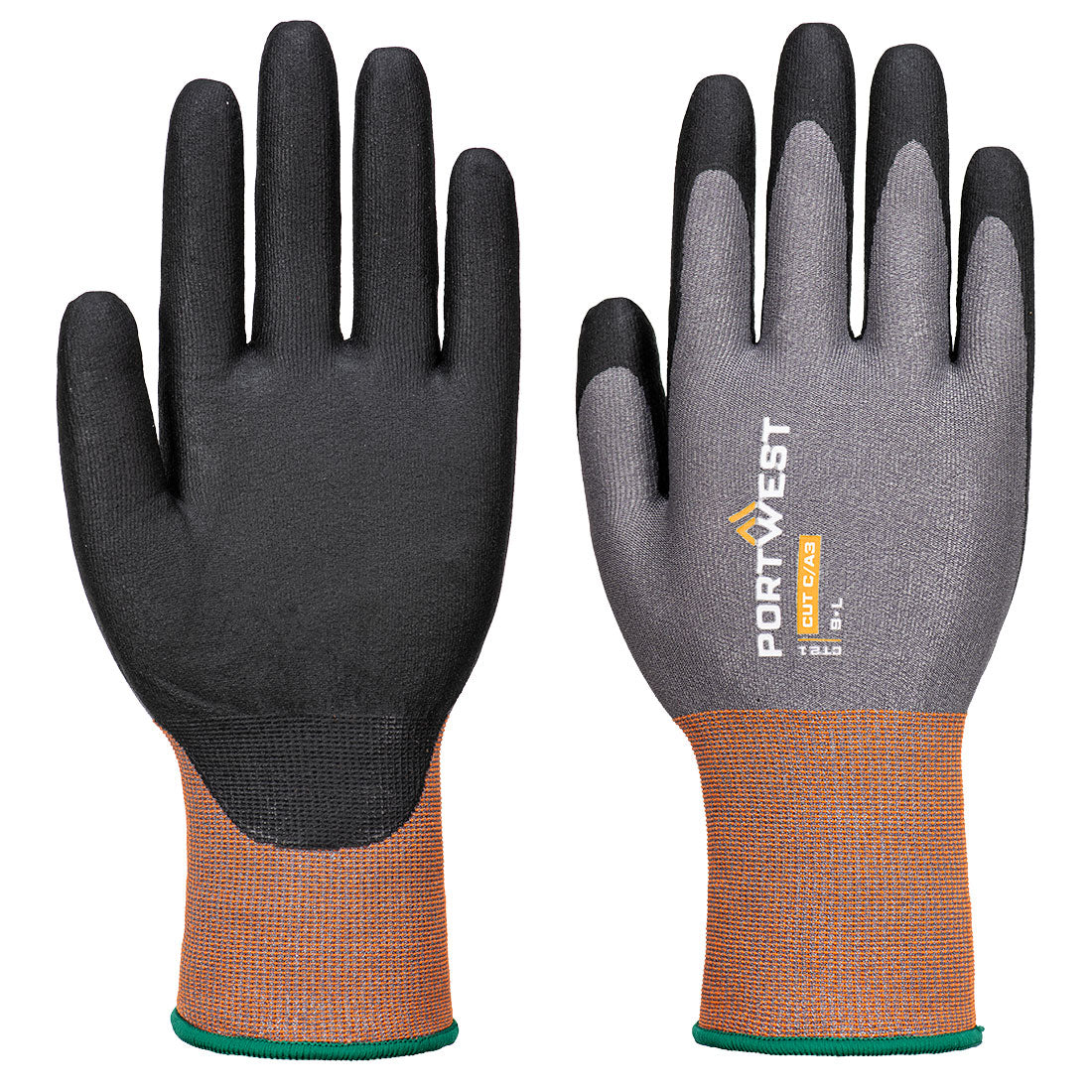 Portwest CT Cut C21 Nitrile Glove in Grey/Black, main product image
