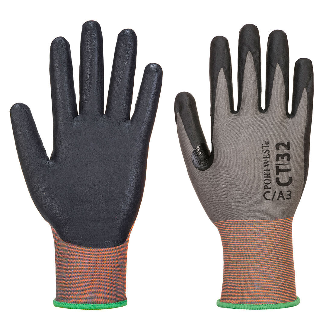 Portwest CT Cut C18 Nitrile Glove in Grey/Black, main product image
