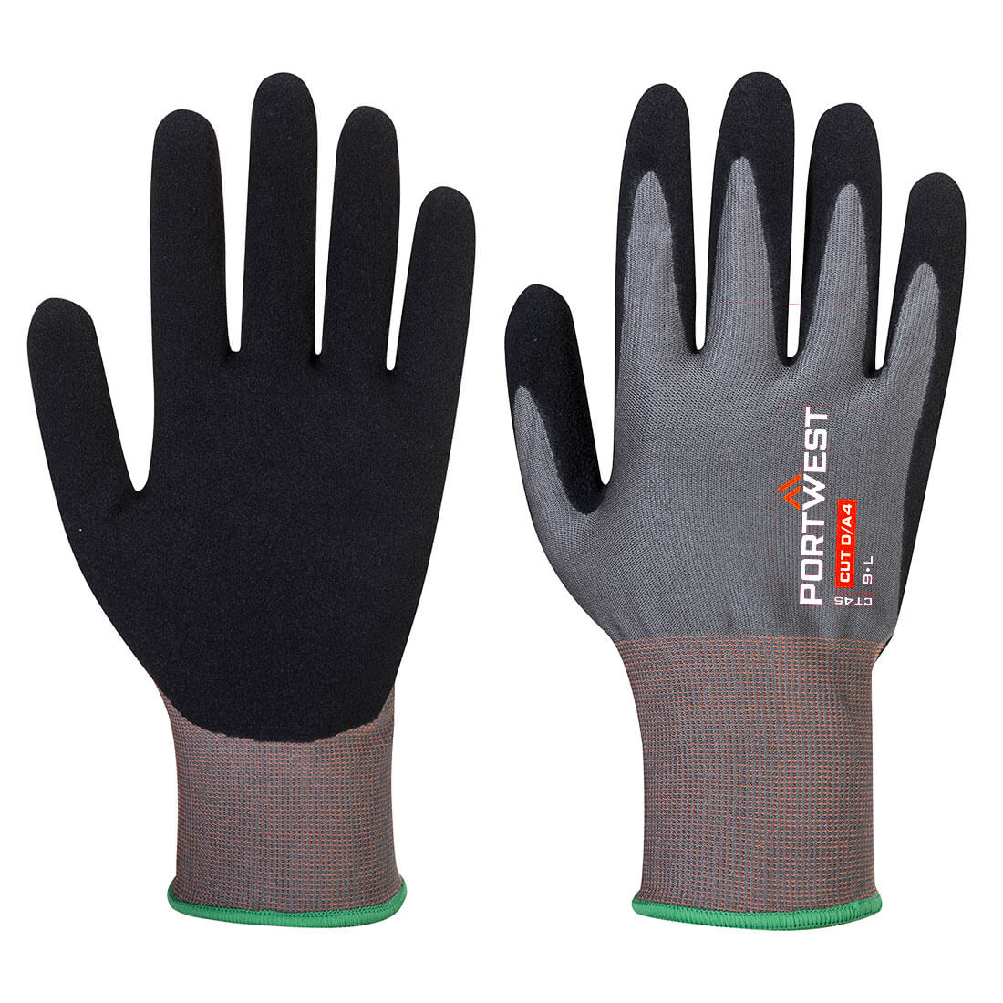 Portwest CT Cut D18 Nitrile Glove in Grey/Black, main product image