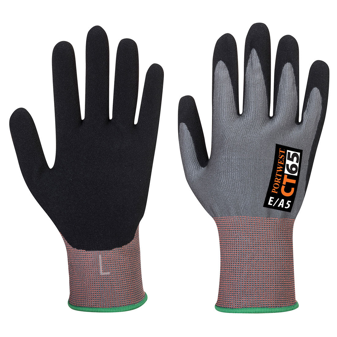 Portwest CT Cut E15 Nitrile Glove in Grey/Black, main product image