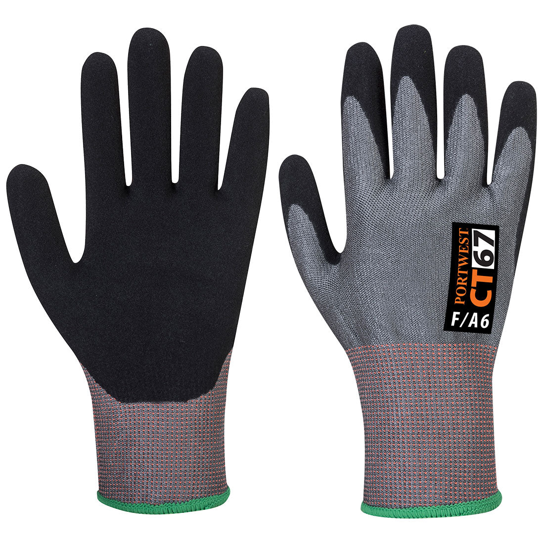 Portwest CT Cut F13 Nitrile Glove in Grey/Black, main product image