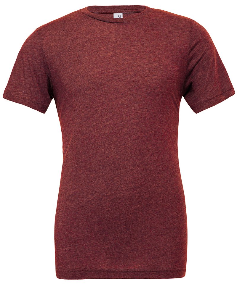 Bella Canvas Unisex triblend crew neck t-shirt in Cardinal Triblend, front view