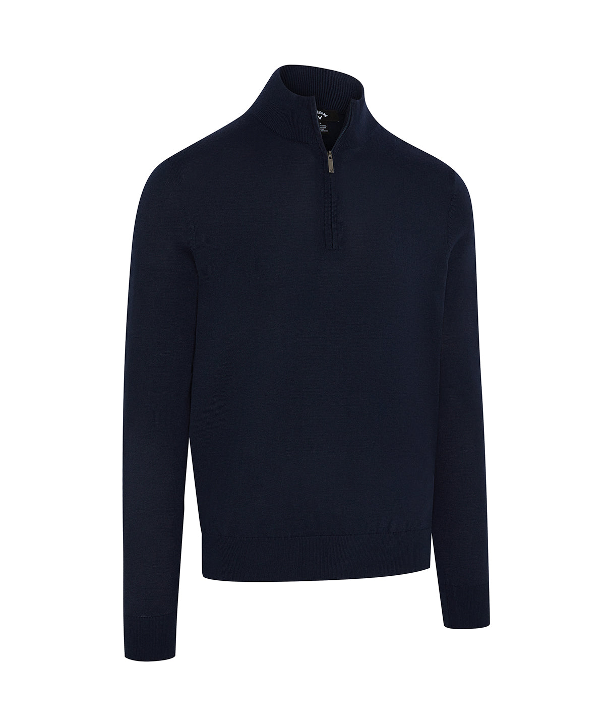 Callaway 1/4-zip merino blend sweater in True Navy, front view