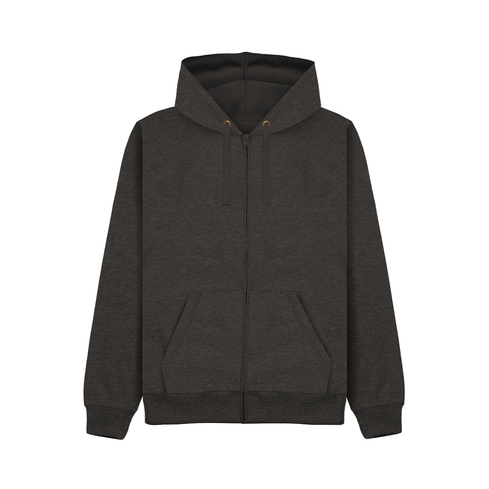 Cotton Ridge CR04 Nebula Comfort Cut Zip Hoodie in Charcoal Melange, front view