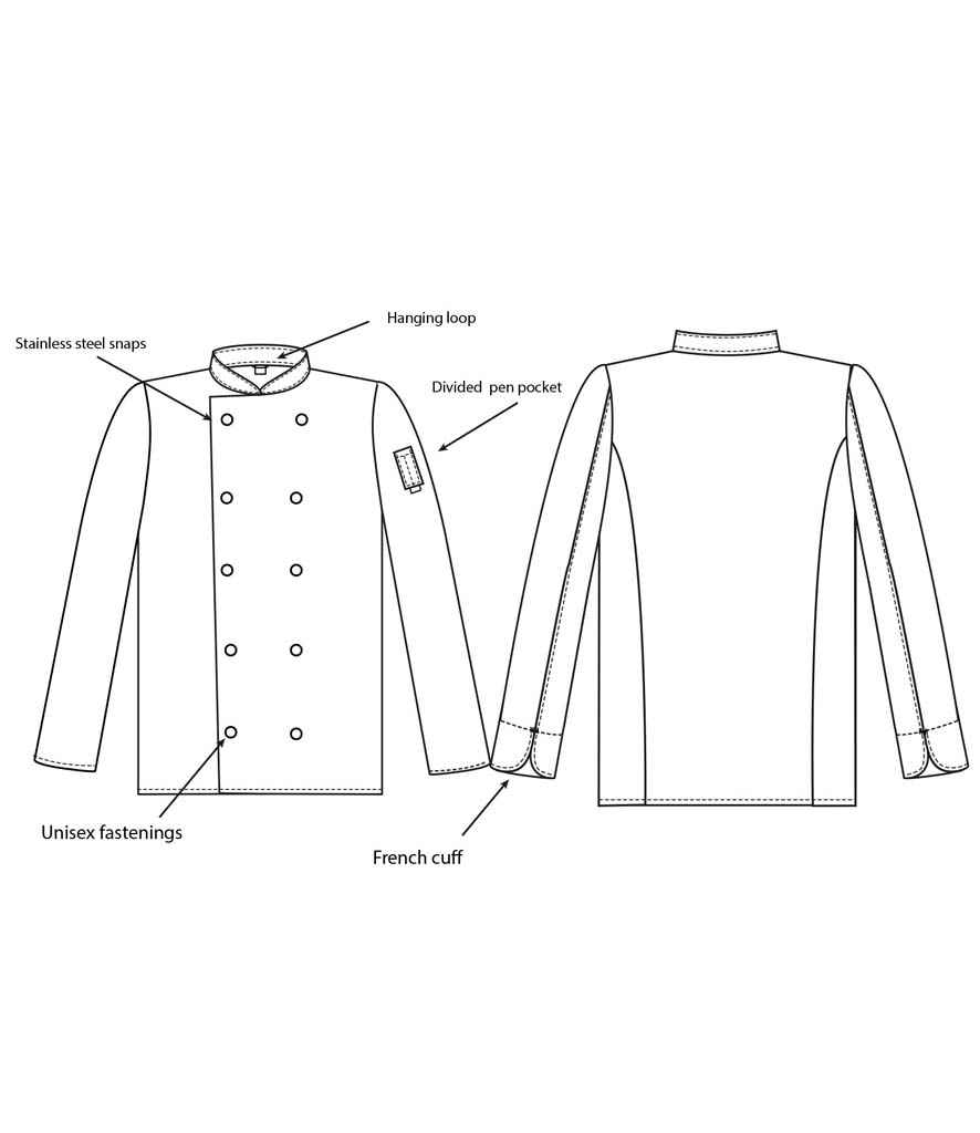 Dennys Long Sleeve Press Stud Chef's Jacket, front view