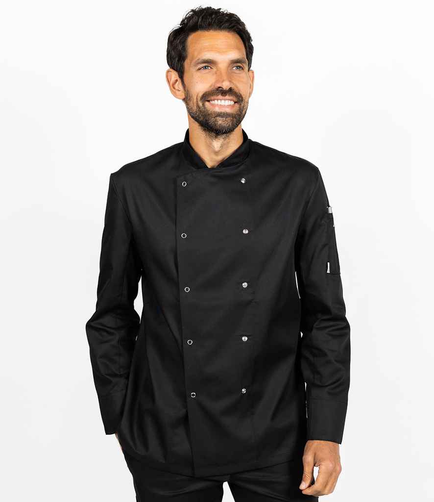 Dennys Long Sleeve Press Stud Chef's Jacket in Black