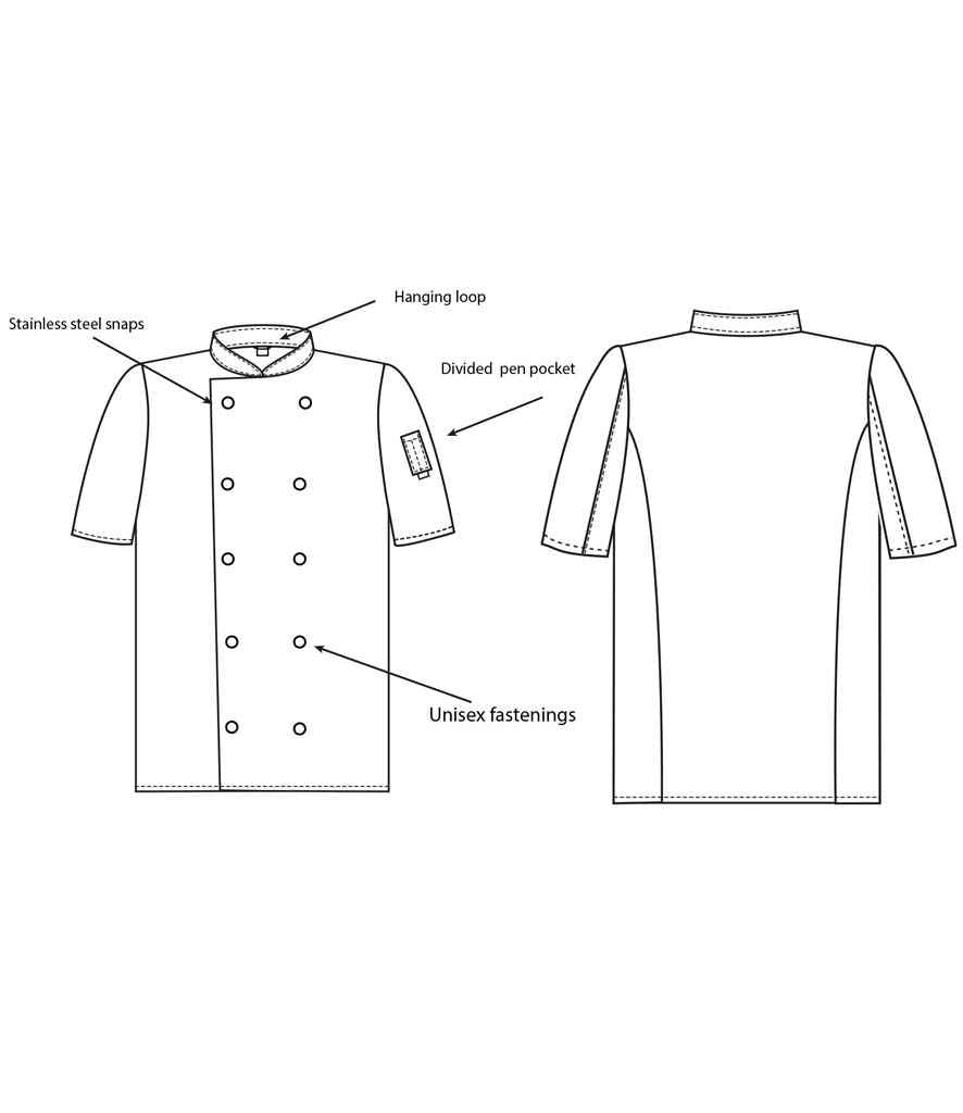 Dennys Short Sleeve Press Stud Chef's Jacket in White