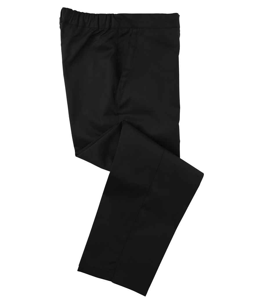 Dennys Unisex Elasticated Chef's Trousers in Black, front view