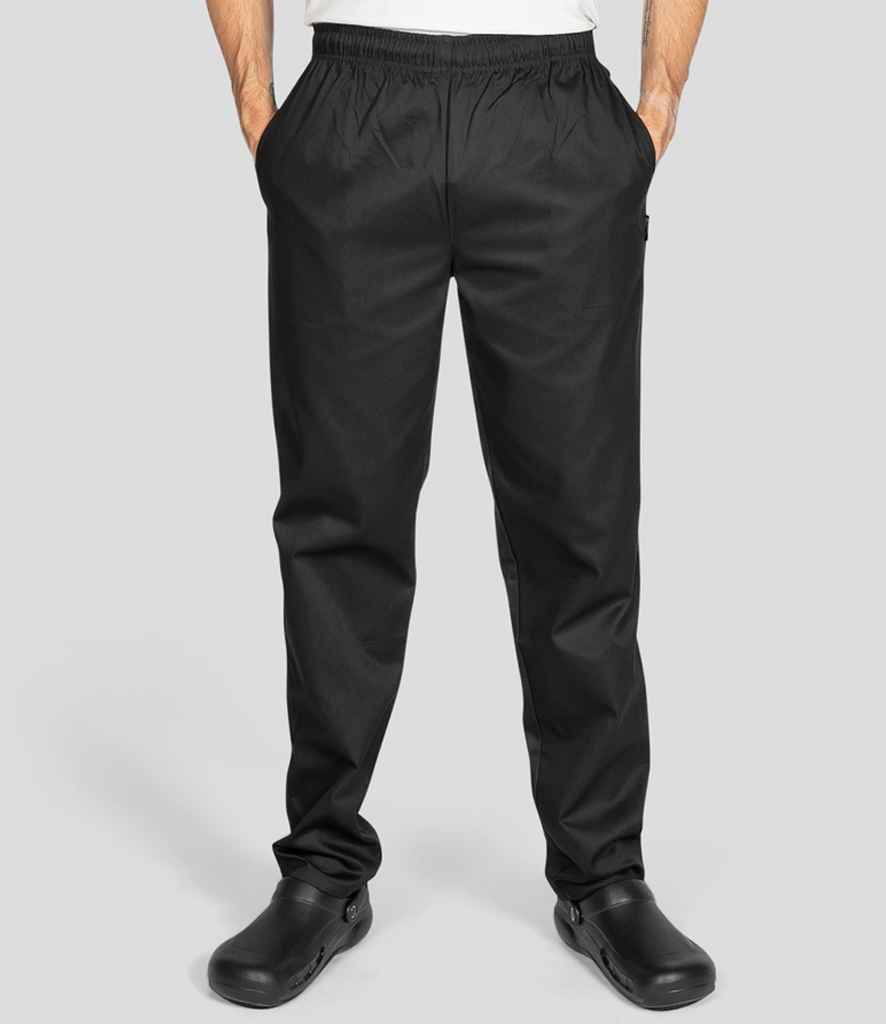 Dennys Unisex Elasticated Chef's Trousers in Black