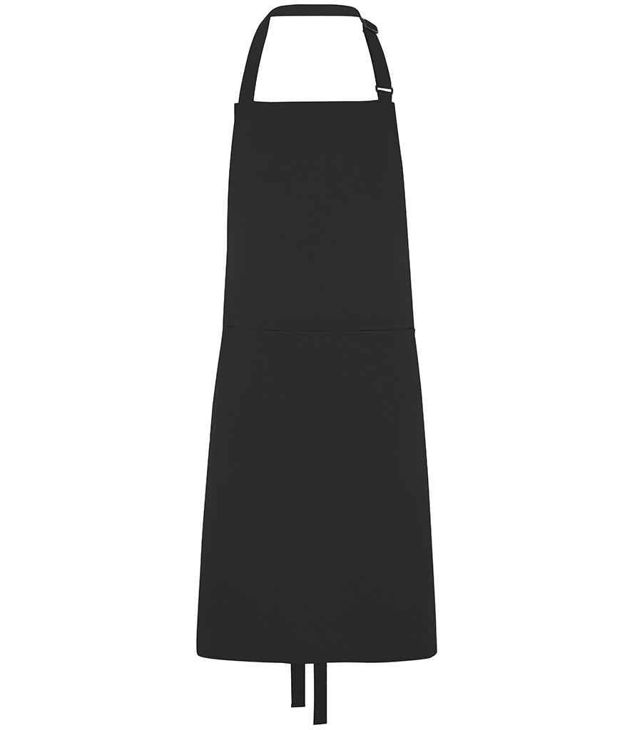Dennys Polyester Bib Apron with Pocket in Black, front view