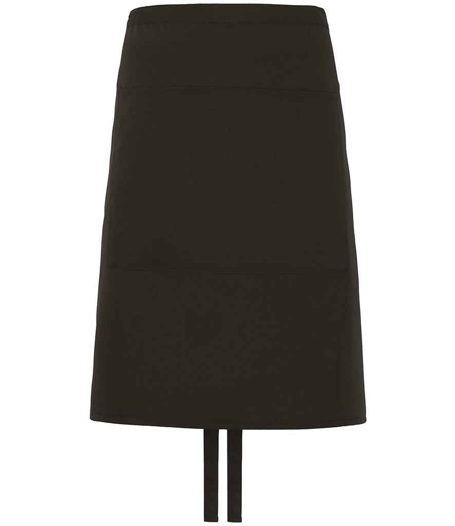 Dennys Polyester Waist Apron with Pocket in Black, front view